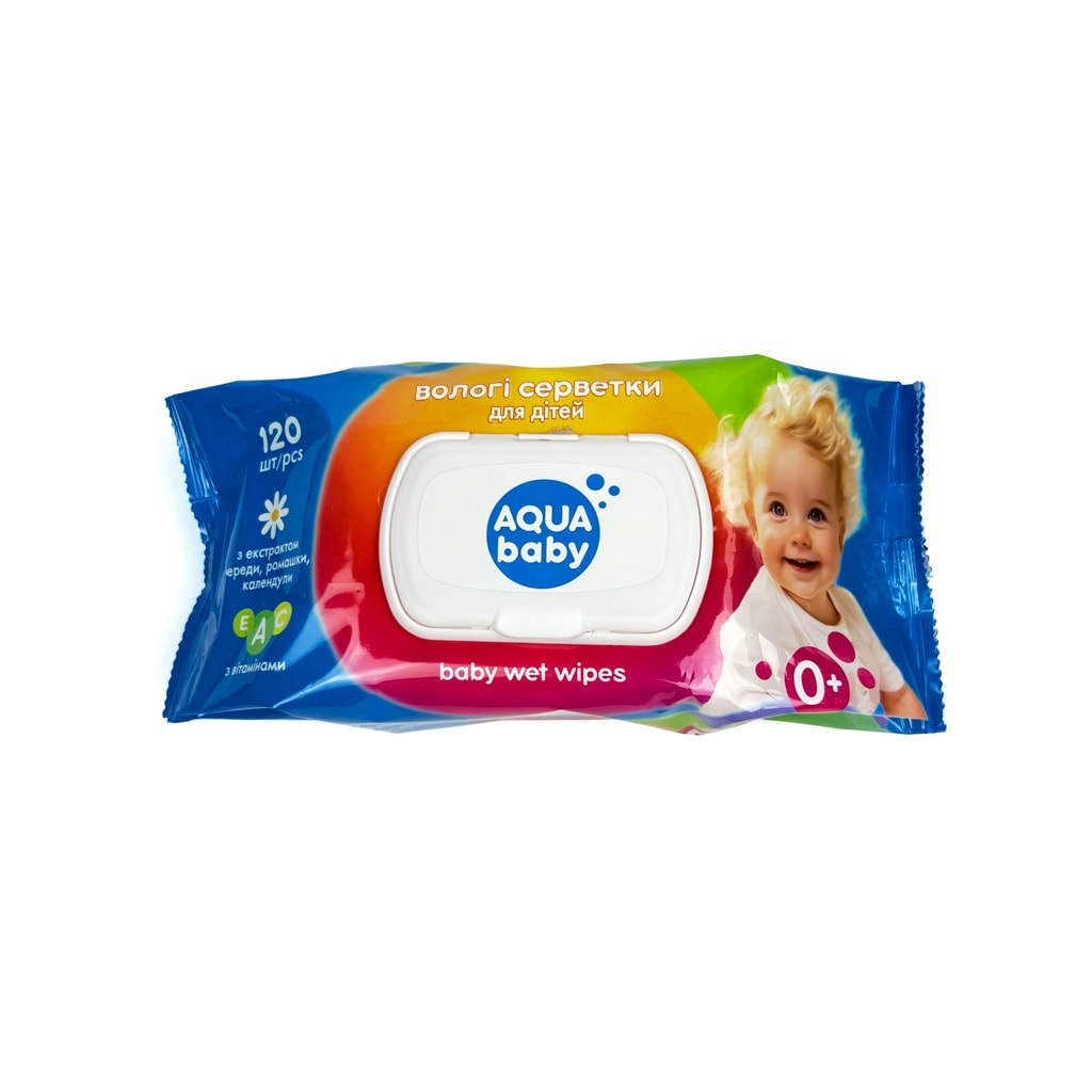 Серветки вологі дитячі Aqua Baby, без спирту, 120 шт