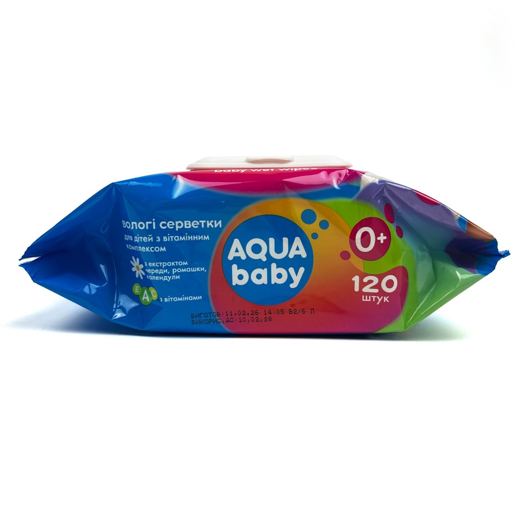 Серветки вологі дитячі Aqua Baby, без спирту, 120 шт