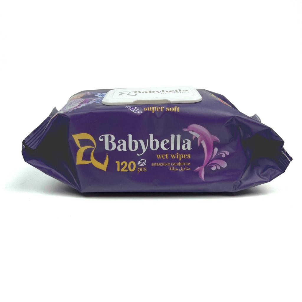 Серветки вологі парфумовані Babybella, з клапаном, 120шт