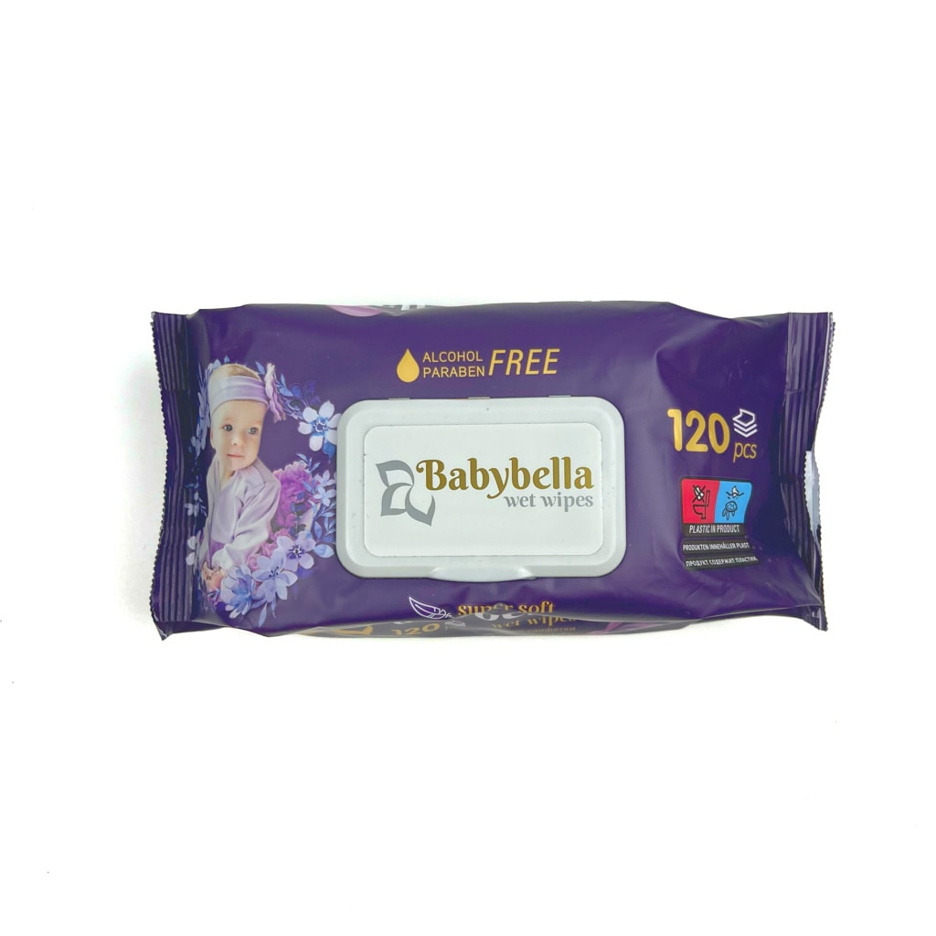 Серветки вологі парфумовані Babybella, з клапаном, 120шт