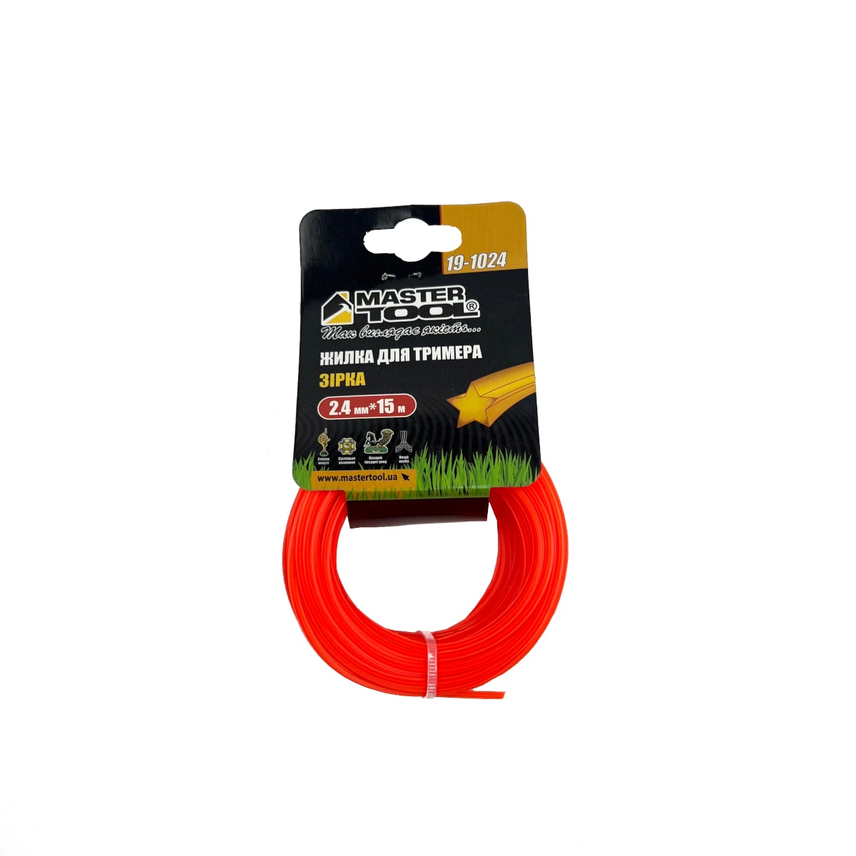 Жилка для тримера MASTERTOOL зірка 2.4 мм × 15 м